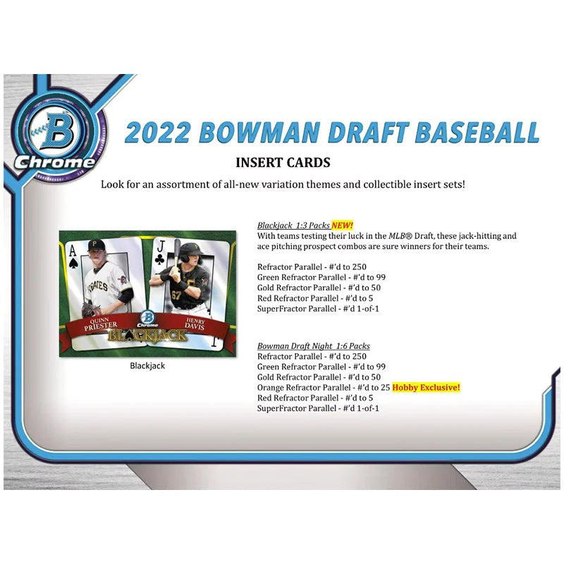 2022 Bowman Draft Baseball Jumbo Hobby 8 Box Case