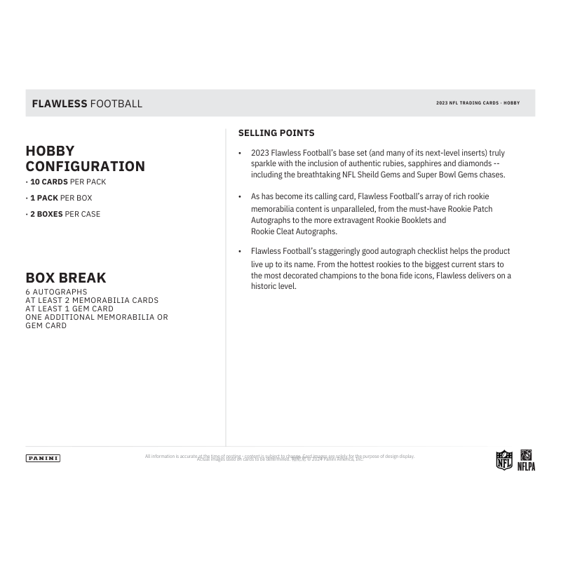 2023 Panini Flawless Football Hobby 2 Box Case